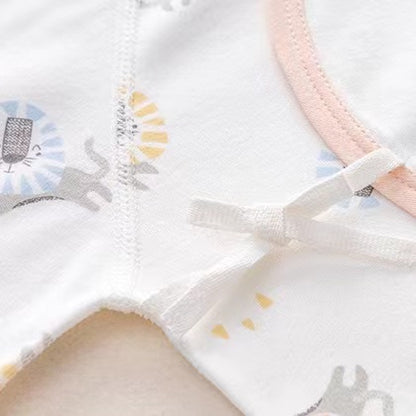 Baby Animal Print & Solid Color Side Belted Design Romper Jumpsuit