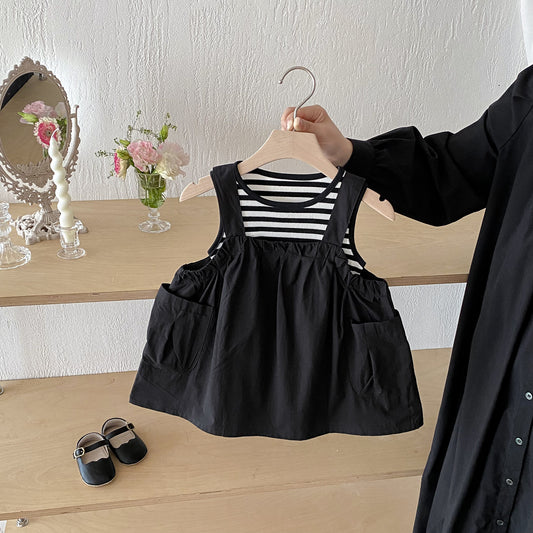 MyKids-USA® Baby Kids Sleeveless Vest and Black Dress Clothing Set