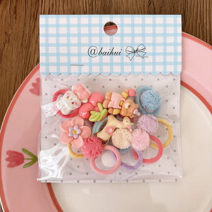 Collection of 10 Pieces Cartoon Hair Ties, MyKids-USA®, Ponytail Holders, MyKids-USA - Size/Age - Average Size (0-12Y） - Color - Red -  -  - TR2605011701-F.