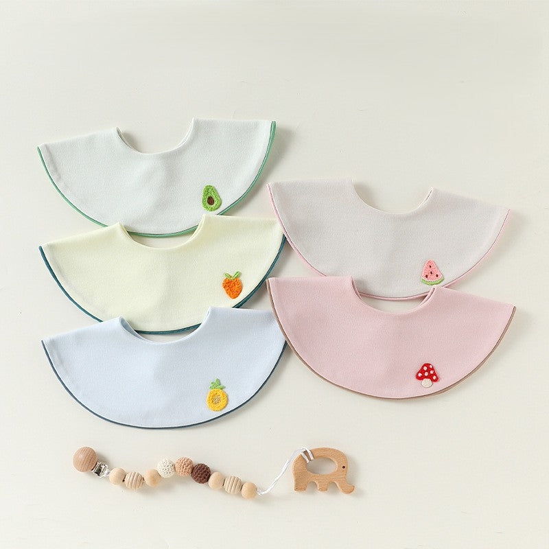 Adorable Cartoon and Fruits Pattern Cotton Snap-on Round Shaped Bib, MyKids-USA®, Bibs, MyKids-USA® -  -  -  -  -  -  - .