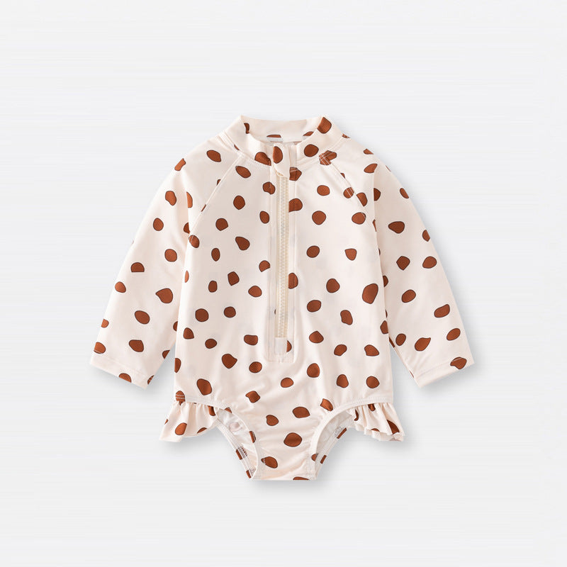 Summer Arrival Baby Girls Casual Cute Pattern Zip-up Swimwear