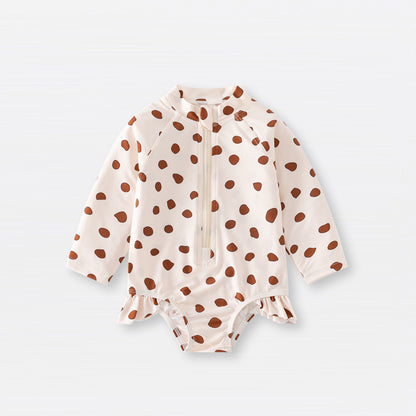 Summer Arrival Baby Girls Casual Cute Pattern Zip-up Swimwear