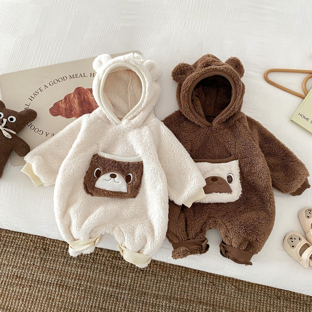 Baby Unisex Long Sleeves Animals Cartoon Pattern Pocketed Rompers, MyKids-USA®, Baby One-Pieces, MyKids-USA -  -  -  -  -  -  - 