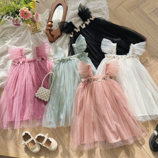 Summer Baby Kids Girls Sleeveless Plain 3D Butterfly Mesh Design Off Shoulder Strap Dress, MyKids-USA®, Baby & Toddler Dresses, MyKids-USA -  -  -  -  -  -  - .