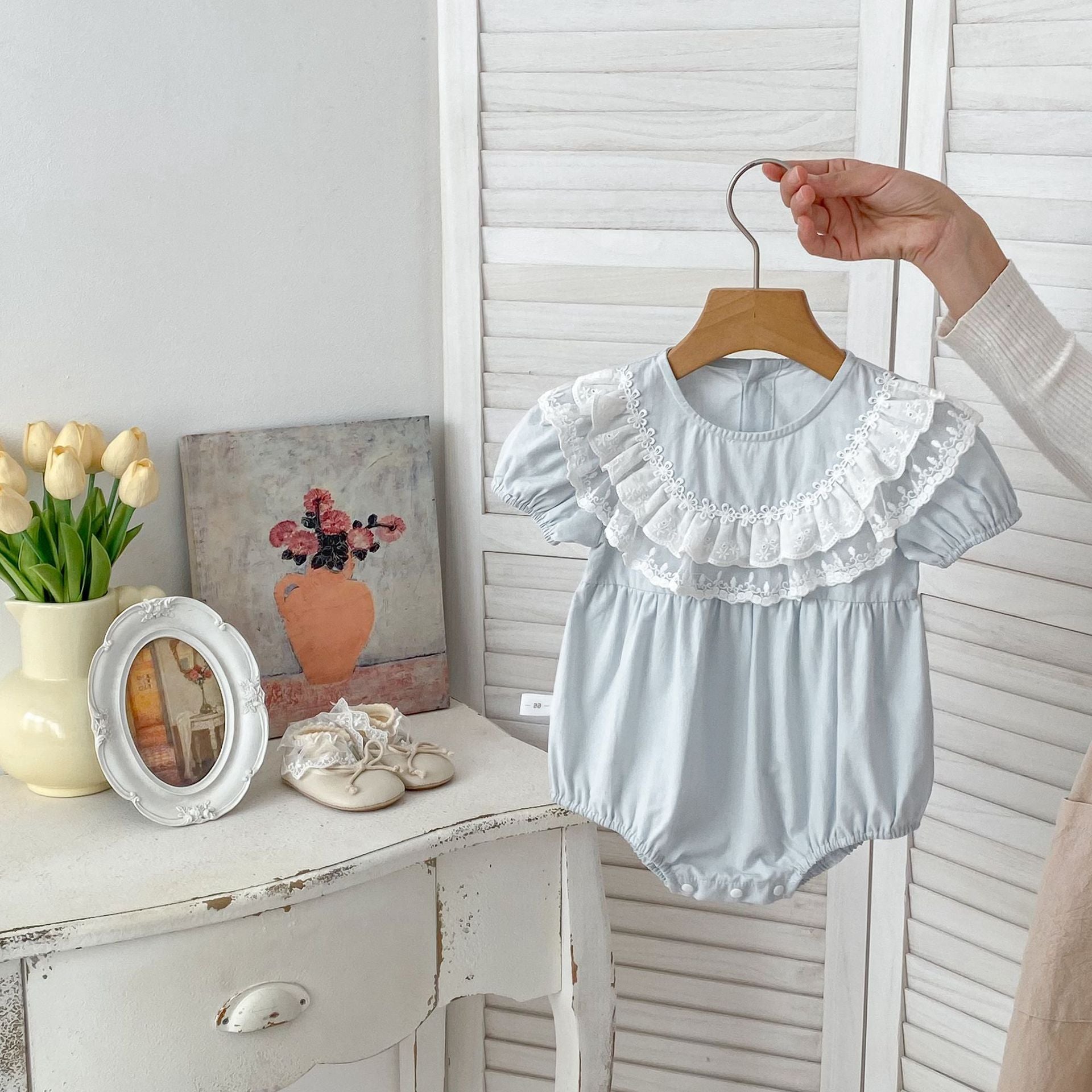 Summer Arrival Baby Girls Short Sleeves Lace Trim Crew Neck Bodysuit, MyKids-USA®, Bodysuits, MyKids-USA -  -  -  -  -  -  - .