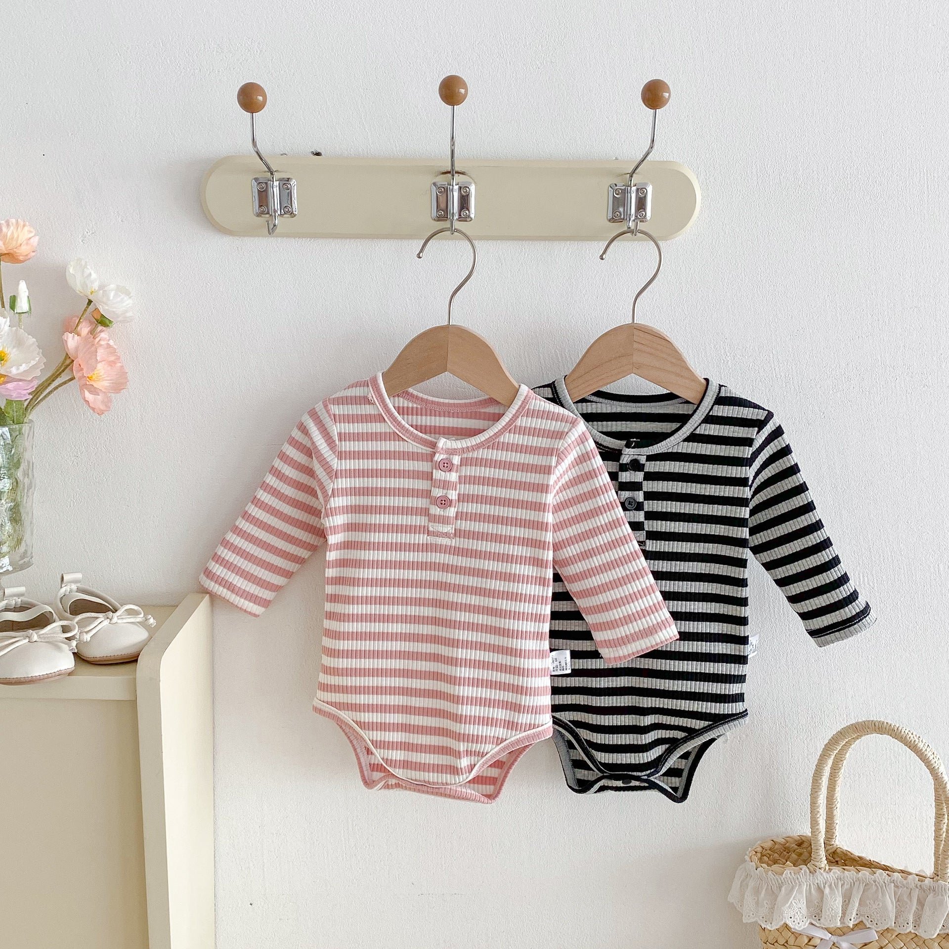 Autumn Arrival Baby Unisex Long Sleeves Striped Onesies, MyKids-USA®, Baby One-Pieces, MyKids-USA -  -  -  -  -  -  - 