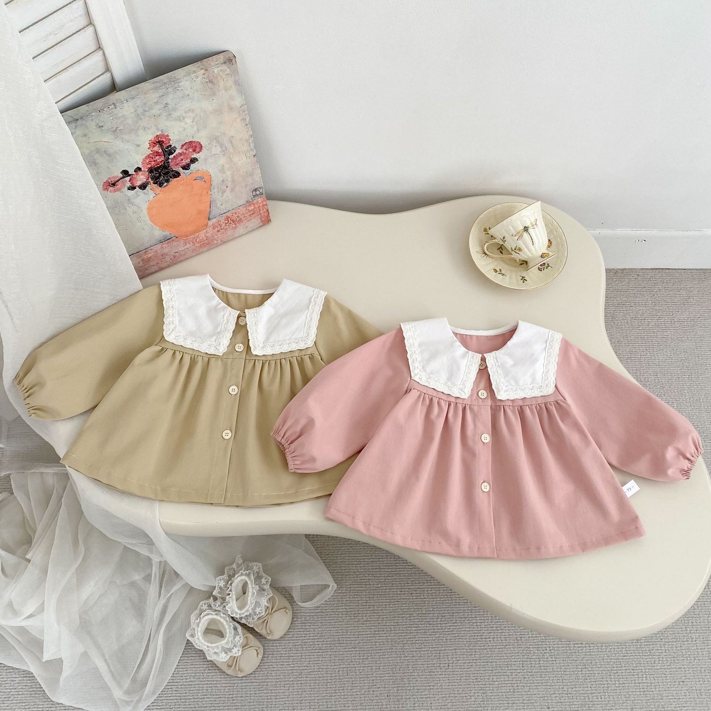 Spring Arrival Baby Girls Color Patchwork Long Sleeves Embroidered Pattern Collar Top, MyKids-USA®, Baby & Toddler Tops, MyKids-USA -  -  -  -  -  -  - .