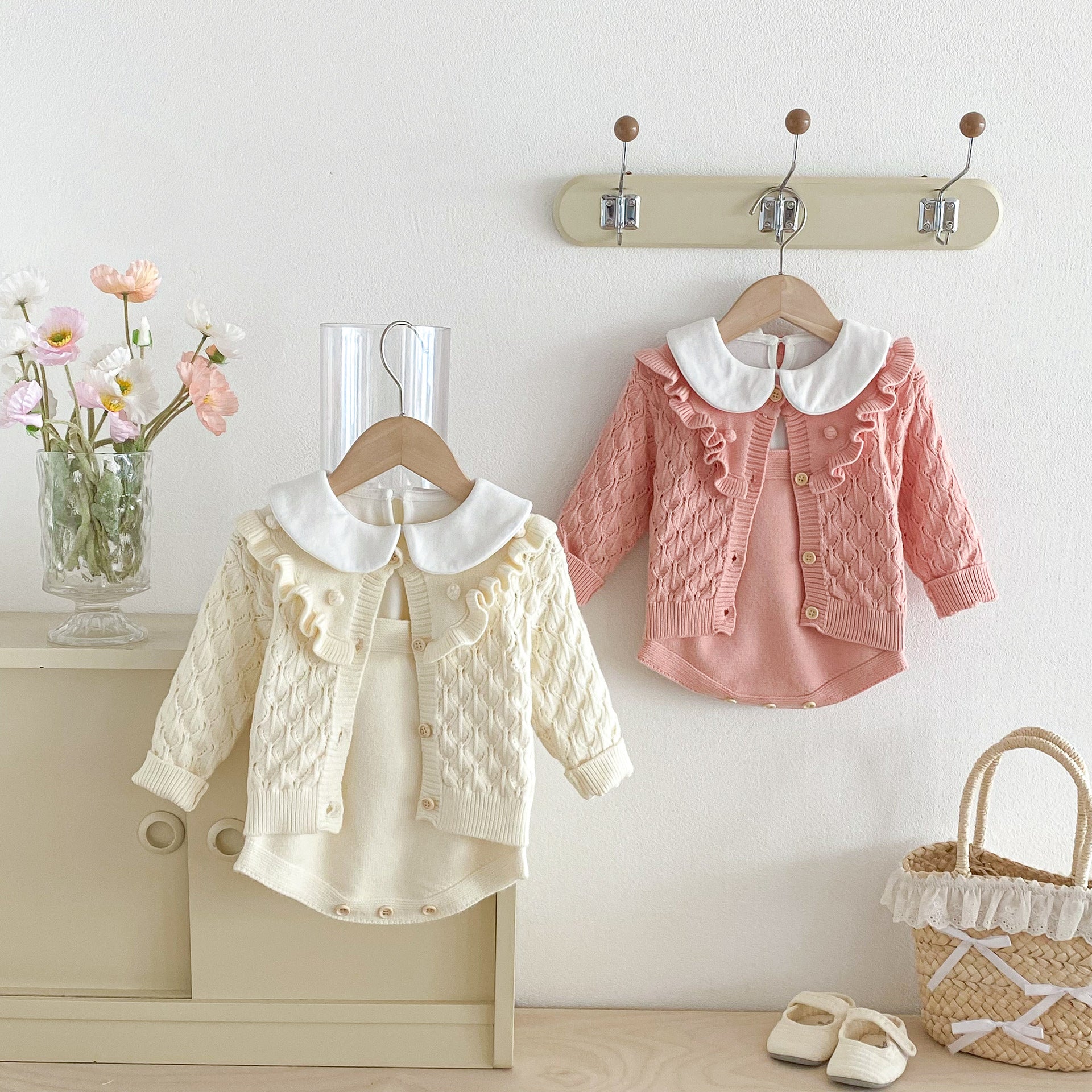 Winter and Autumn Baby Kids Girls Geometric Jacquard Pattern Long Sleeves Cardigan and Sleeveless Onesies 2-piece Knitted Clothing Set, MyKids-USA®, Baby & Toddler Outfits, MyKids-USA -  -  -  -  -  -  - 