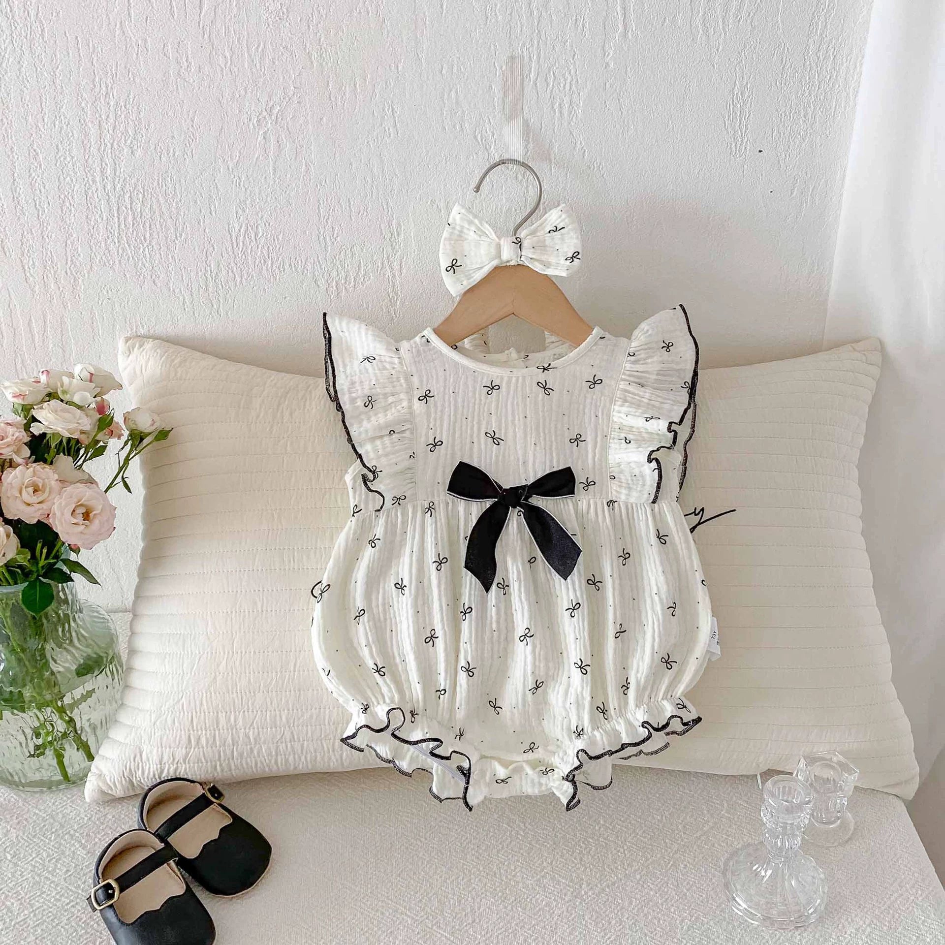 Summer Arrival Baby Girls Cute Fly Sleeves Butterfly-bows Pattern Onesies, MyKids-USA®, Baby One-Pieces, MyKids-USA - Size/Age - 66 (3-6M) - Color - Black -  -  - TR2505312036-A