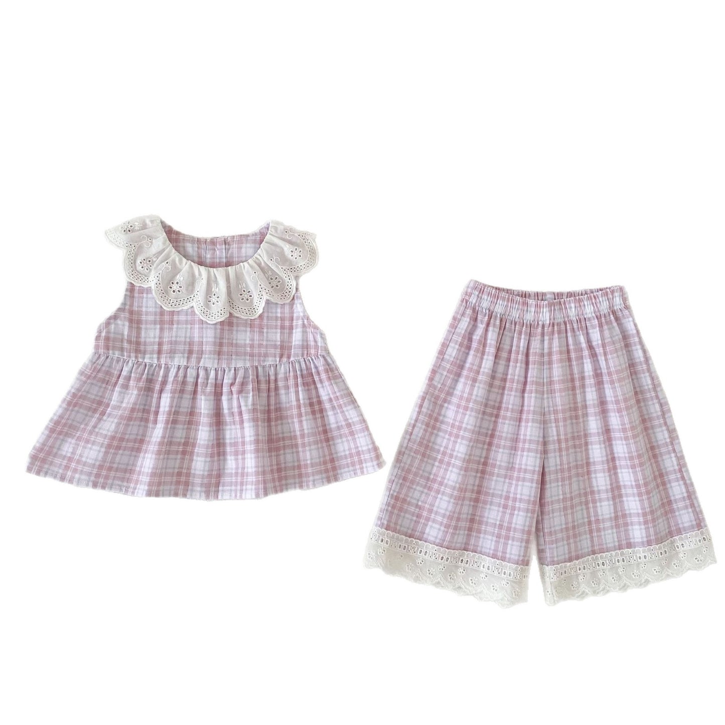 Arrival Summer Baby Kids Girls Sleeveless Plaid Pattern Top and Pants Clothing Set, MyKids-USA®, Baby & Children's Outfits, MyKids-USA - Size/Age - 73 (6-9M) - Color - Purple -  -  - TR2605202242-B.