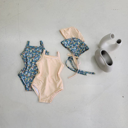 Arrival Girls’ Plaid and Floral Pattern Swimwear with Hat Set, MyKids-USA®, Baby & Toddler Swimwear, MyKids-USA -  -  -  -  -  -  - .