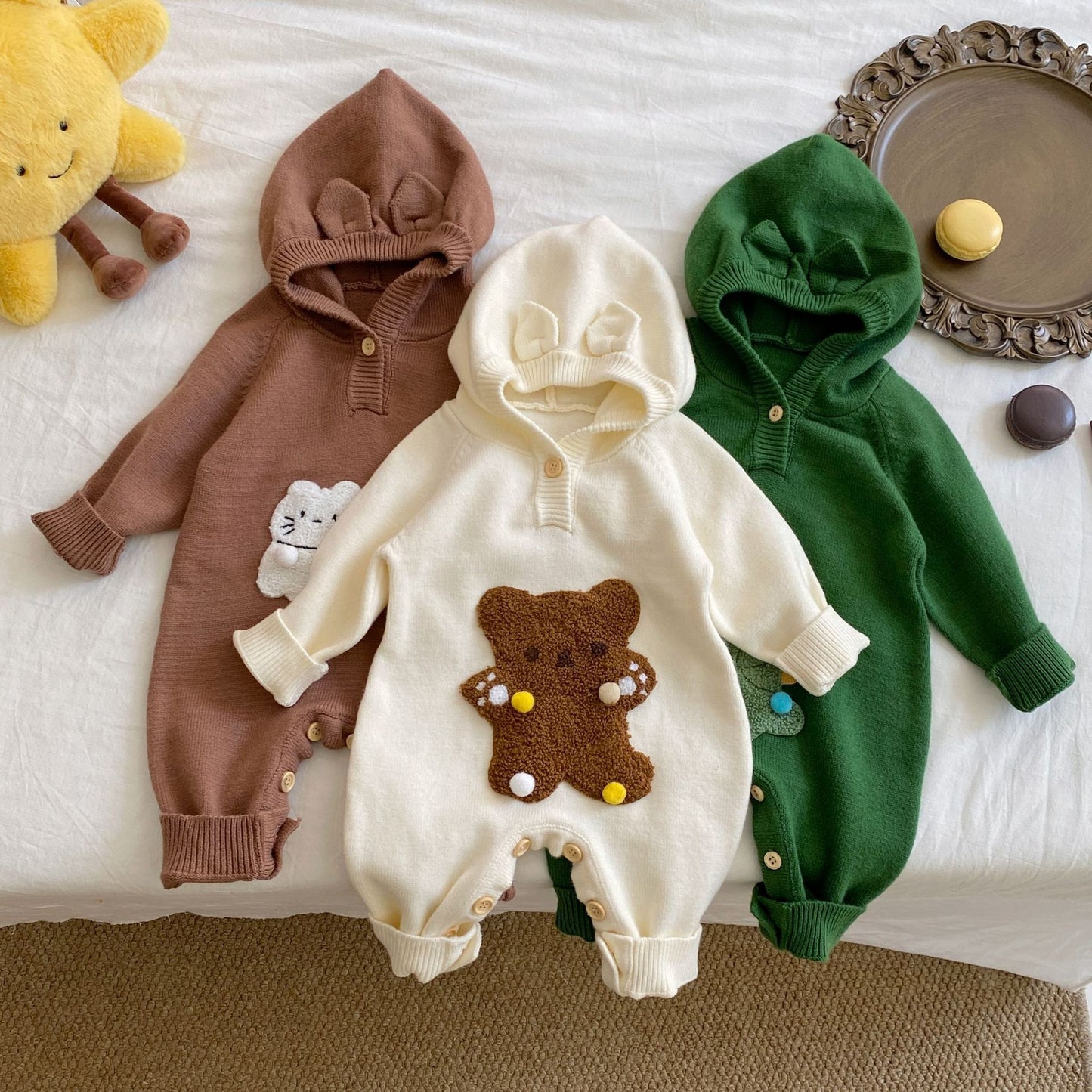 Autumn and Winter Arrival Baby Unisex Long Sleeves Cute Animals Cartoon Pattern Hooded Warm Rompers, MyKids-USA®, Baby One-Pieces, MyKids-USA -  -  -  -  -  -  - 