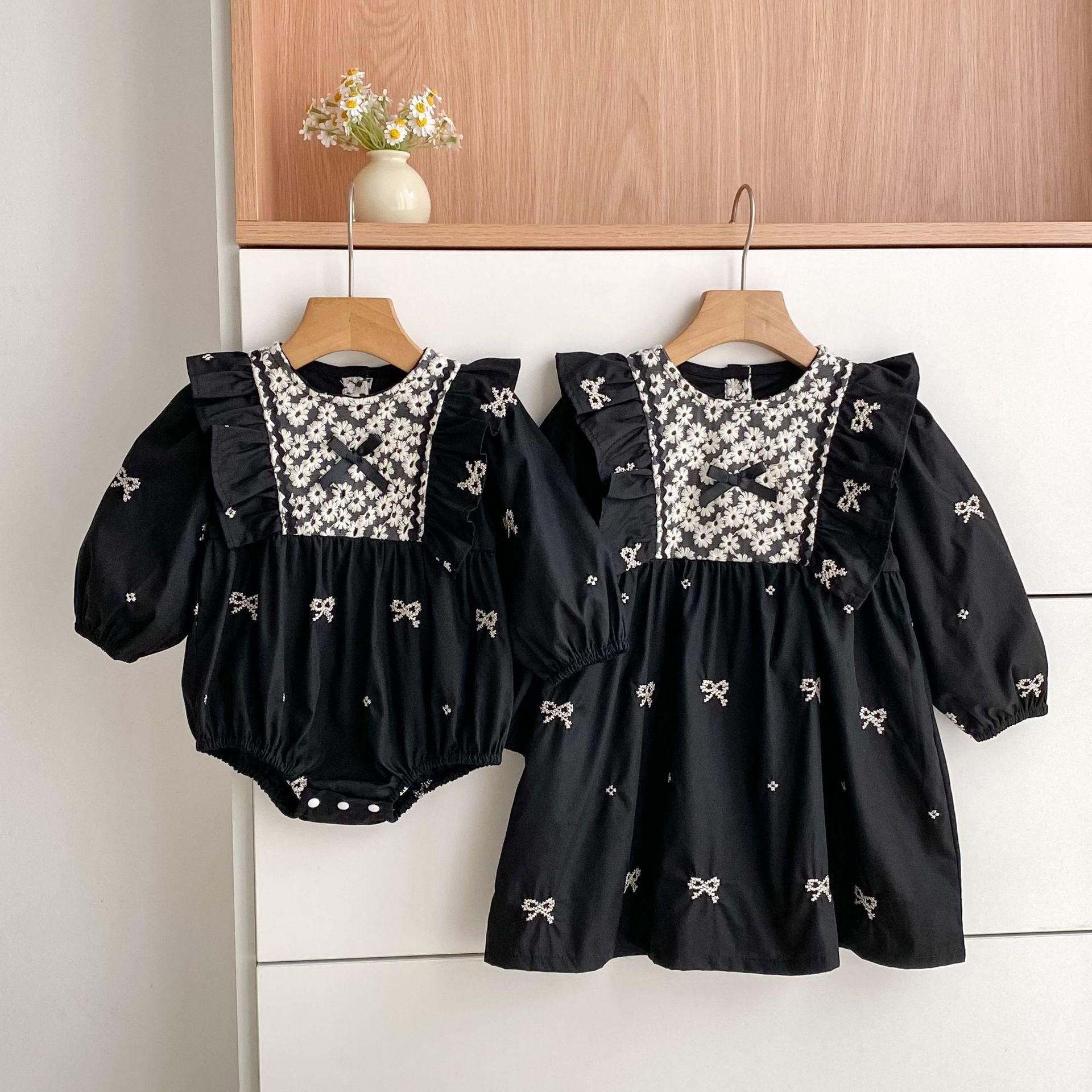 Autumn Arrival Baby Girls Color Patchwork Flowers and Butterfly-bows Pattern Long-sleeved Onesies and Dress – Princess Sister Matching Set, MyKids-USA®, Baby & Toddler Outfits, MyKids-USA -  -  -  -  -  -  - 