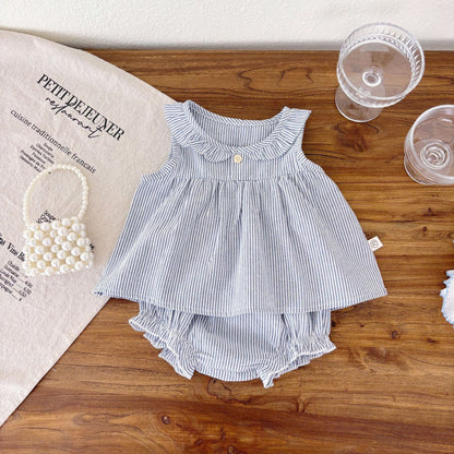 Summer Baby Kids Casual Striped Sleeveless Top Vest with Shorts Clothing Set for Girls, MyKids-USA®, Baby & Toddler Outfits, MyKids-USA -  -  -  -  -  -  - 