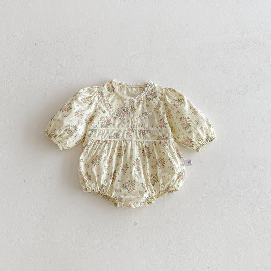 Spring and Autumn Arrival Baby Girls Long Sleeves Cute Floral Onesies