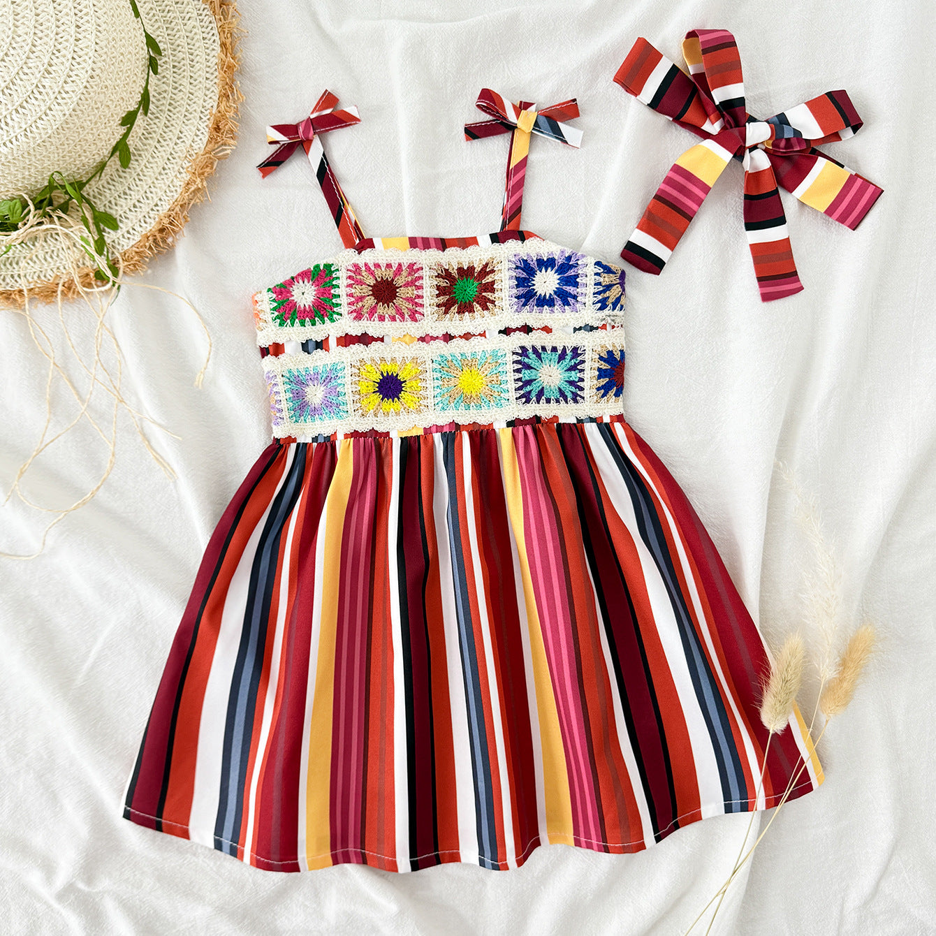 Summer Baby Kids Girls Sleeveless Jacquard Pattern Dress, MyKids-USA®, Baby & Children's Dresses, MyKids-USA - Size/Age - 73 (6-9M) - Color - Red -  -  - TR2605242300-A.
