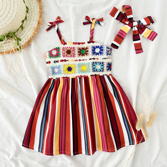 Summer Baby Kids Girls Sleeveless Jacquard Pattern Dress, MyKids-USA®, Baby & Children's Dresses, MyKids-USA - Size/Age - 73 (6-9M) - Color - Red -  -  - TR2605242300-A.