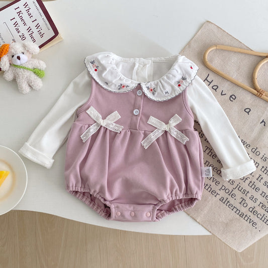 Spring and Autumn Baby Kids Girls Long Sleeves Flowers Pattern Top and Purple Sleeveless Onesies Clothing Set, MyKids-USA®, Baby & Toddler Outfits, MyKids-USA - Size/Age - 73 (6-9M) - Color - Purple -  -  - TR2510302336-A