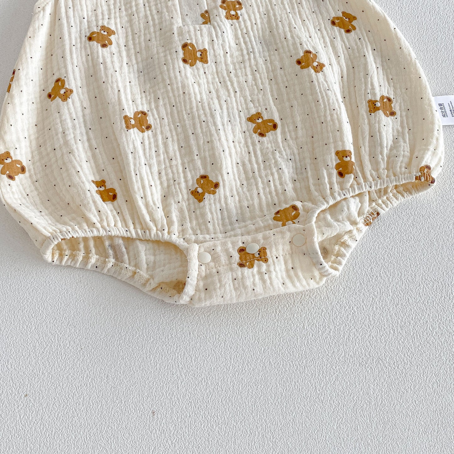 Design Summer Baby Kids Girls Fly Sleeves Teddy Bear Pattern Bodysuit