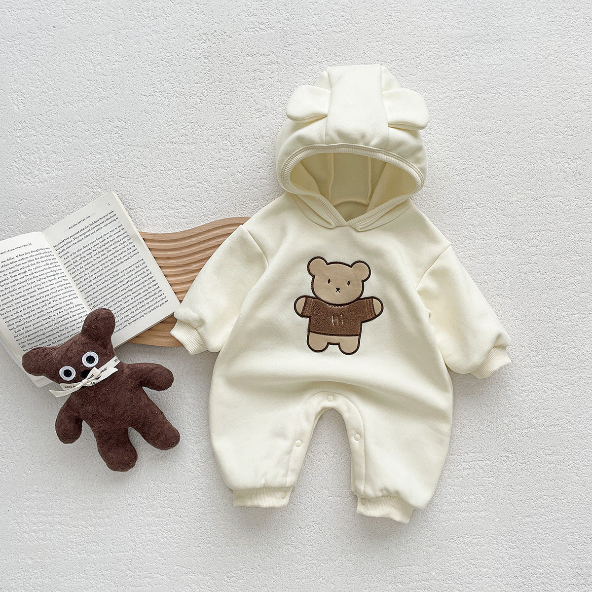 Winter and Autumn Arrival Baby Unisex Long Sleeves Animals Cartoon Pattern Hooded Rompers, MyKids-USA®, Baby One-Pieces, MyKids-USA - Size/Age - 66 (3-6M) - Color - Beige -  -  - TR2509202252-A