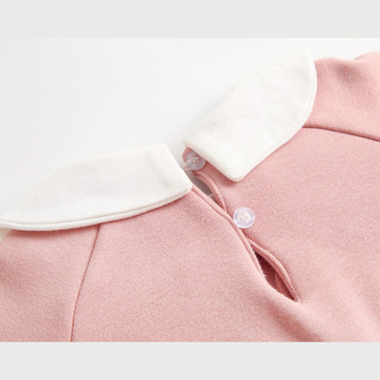 MyKids-USA® Baby Girl 1pcs Cherry & Slogan Pattern Doll Neck Longsleeve bodysuit