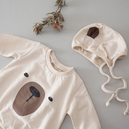MyKids-USA® Baby 1pcs Cartoon Bear Graphic Simple Style Crotchets Jumpsuit