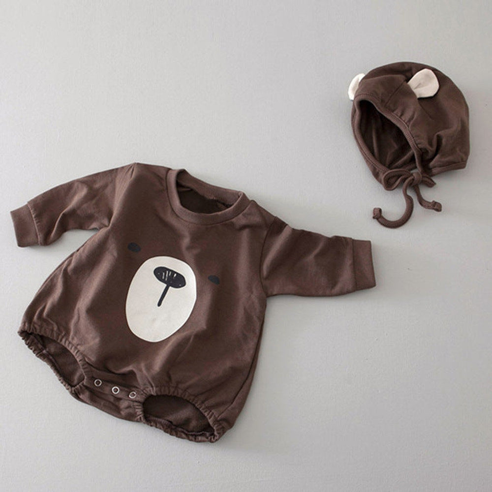 MyKids-USA® Baby 1pcs Cartoon Bear Graphic Simple Style Crotchets Jumpsuit