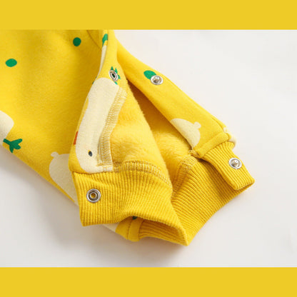 MyKids-USA® Baby 1pcs Cartoon Duck Print Button Front Rompers & bodysuit With Triangle Hats