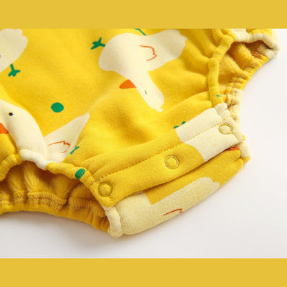 MyKids-USA® Baby 1pcs Cartoon Duck Print Button Front Rompers & bodysuit With Triangle Hats