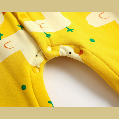 MyKids-USA® Baby 1pcs Cartoon Duck Print Button Front Rompers & bodysuit With Triangle Hats