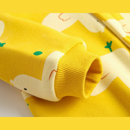 MyKids-USA® Baby 1pcs Cartoon Duck Print Button Front Rompers & bodysuit With Triangle Hats