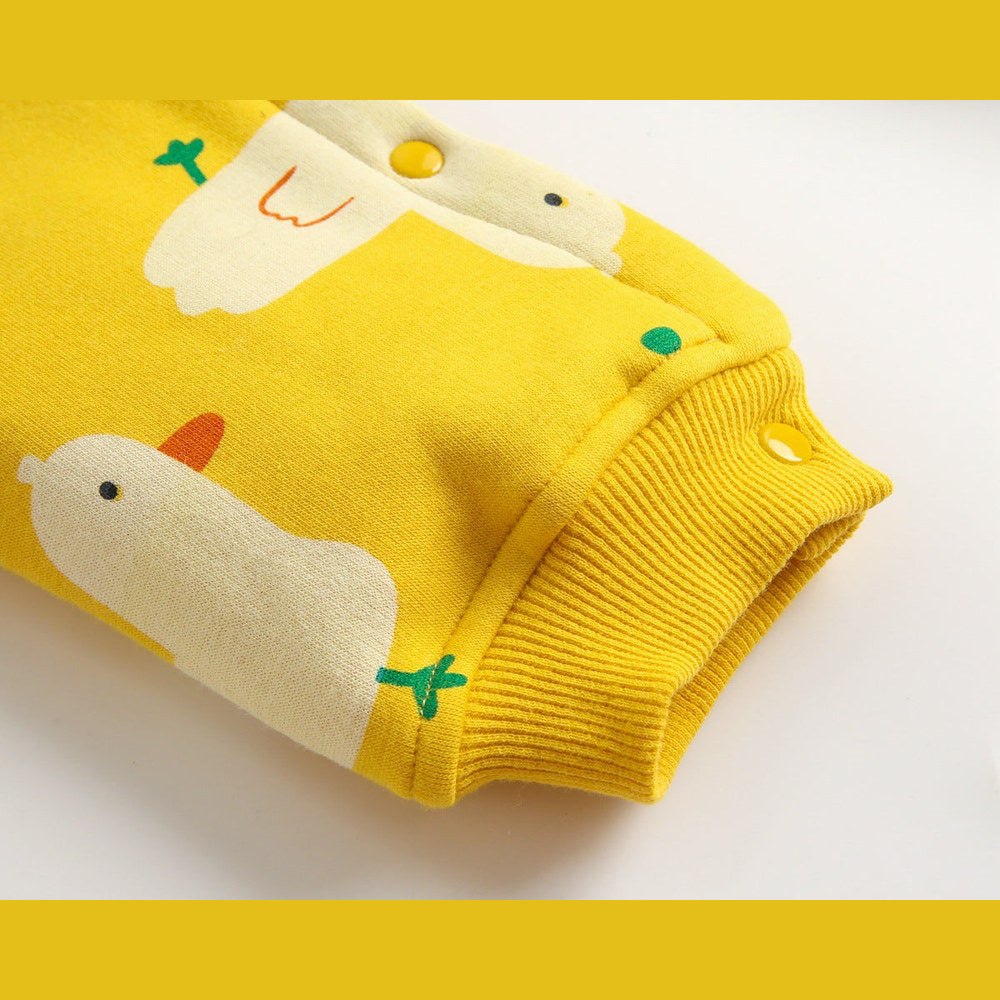 MyKids-USA® Baby 1pcs Cartoon Duck Print Button Front Rompers & bodysuit With Triangle Hats