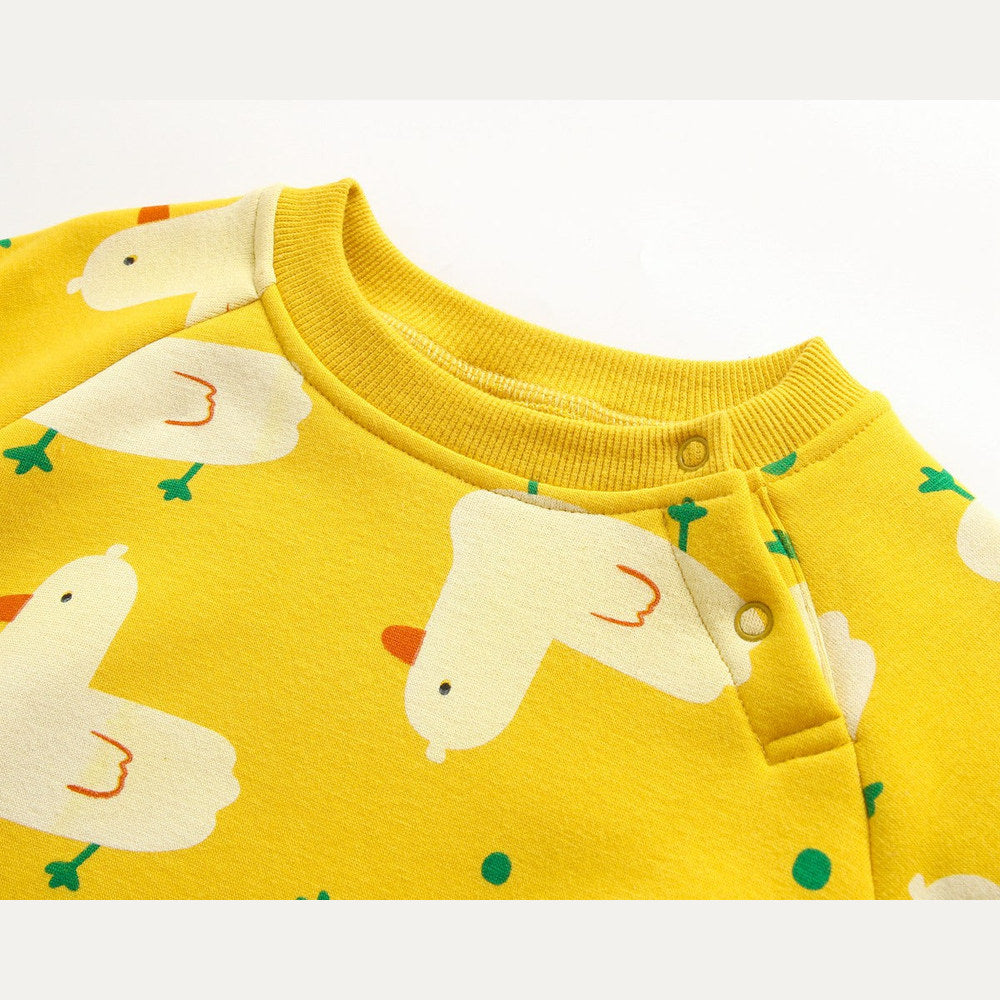 MyKids-USA® Baby 1pcs Cartoon Duck Print Button Front Rompers & bodysuit With Triangle Hats