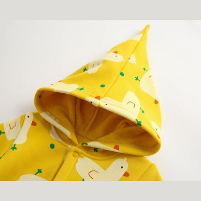 MyKids-USA® Baby 1pcs Cartoon Duck Print Button Front Rompers & bodysuit With Triangle Hats
