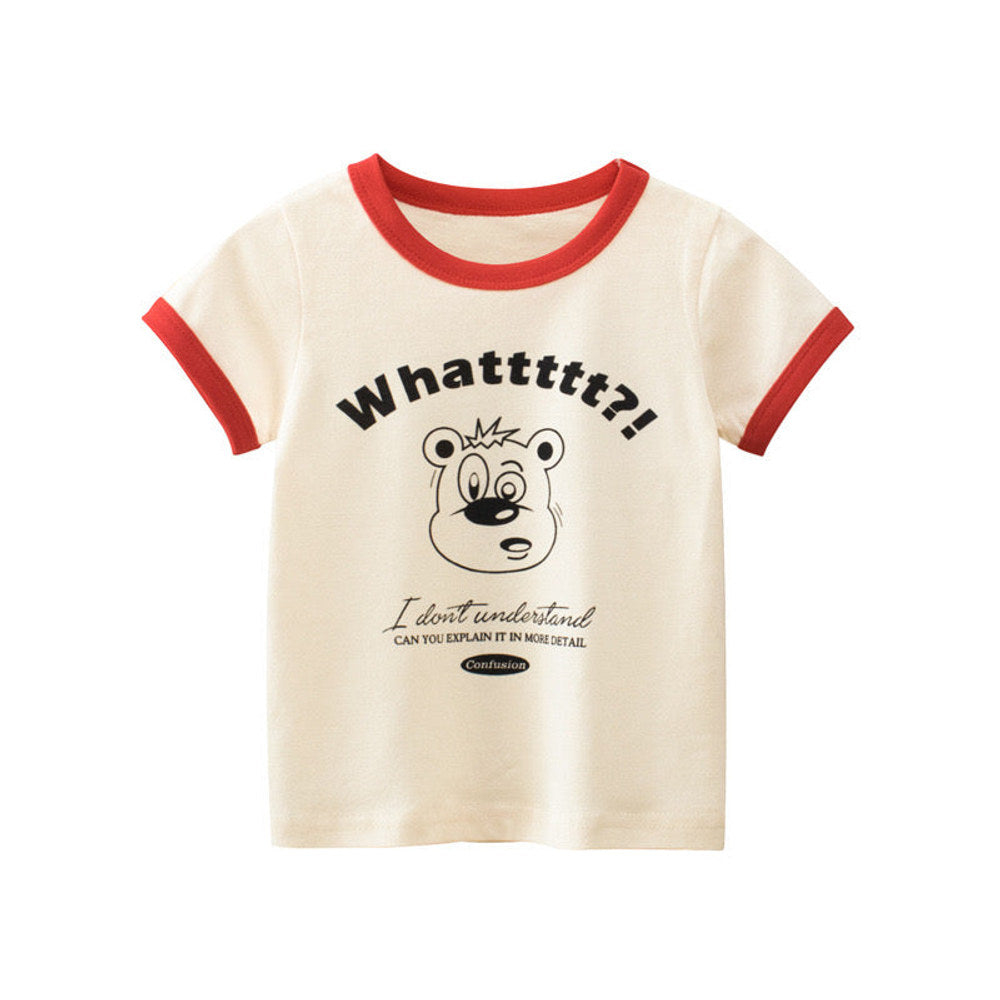 MyKids-USA® Baby Cartoon Animal Graphic Color block Neck & Sleeves Summer Tee