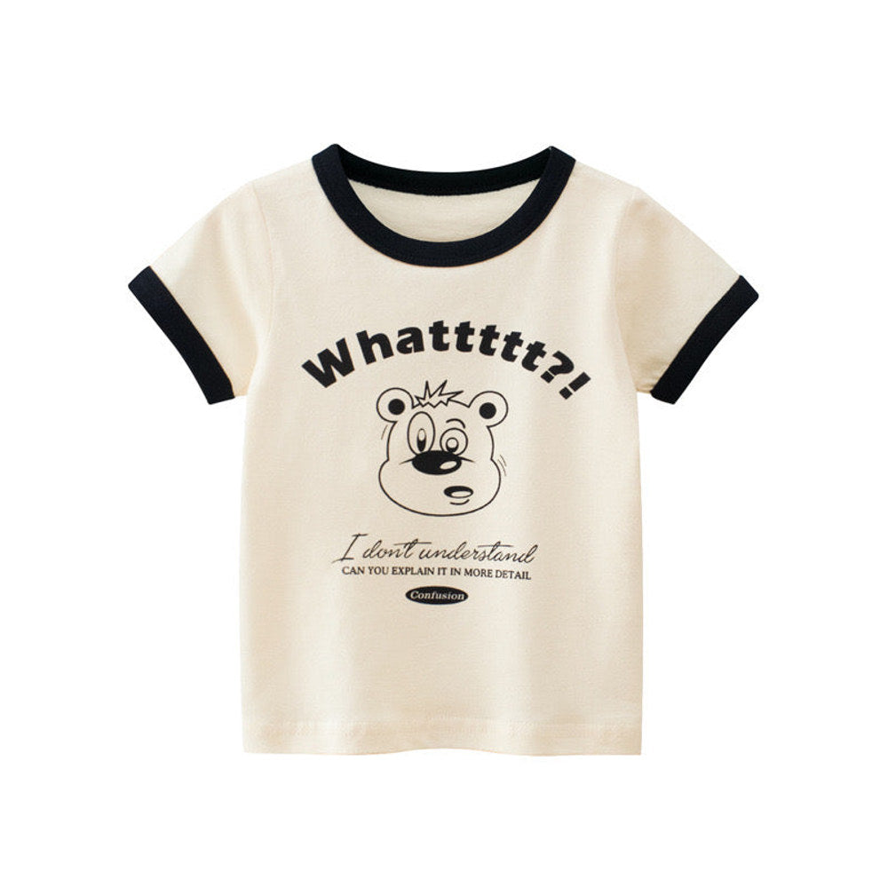 MyKids-USA® Baby Cartoon Animal Graphic Color block Neck & Sleeves Summer Tee