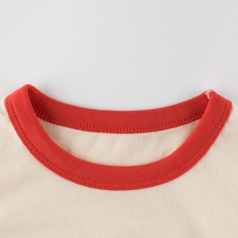 MyKids-USA® Baby Cartoon Animal Graphic Color block Neck & Sleeves Summer Tee