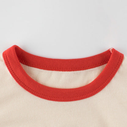 MyKids-USA® Baby Cartoon Animal Graphic Color block Neck & Sleeves Summer Tee