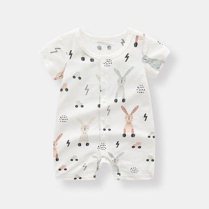 MyKids-USA® Baby 1pcs Rabbit Graphic Single Breasted Design Simply Jumpsuit Pajamas