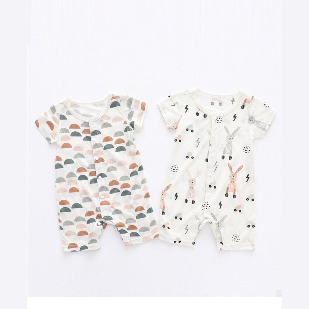 MyKids-USA® Baby 1pcs Rabbit Graphic Single Breasted Design Simply Jumpsuit Pajamas