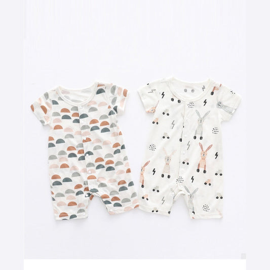 MyKids-USA® Baby 1pcs Rabbit Graphic Single Breasted Design Simply Jumpsuit Pajamas