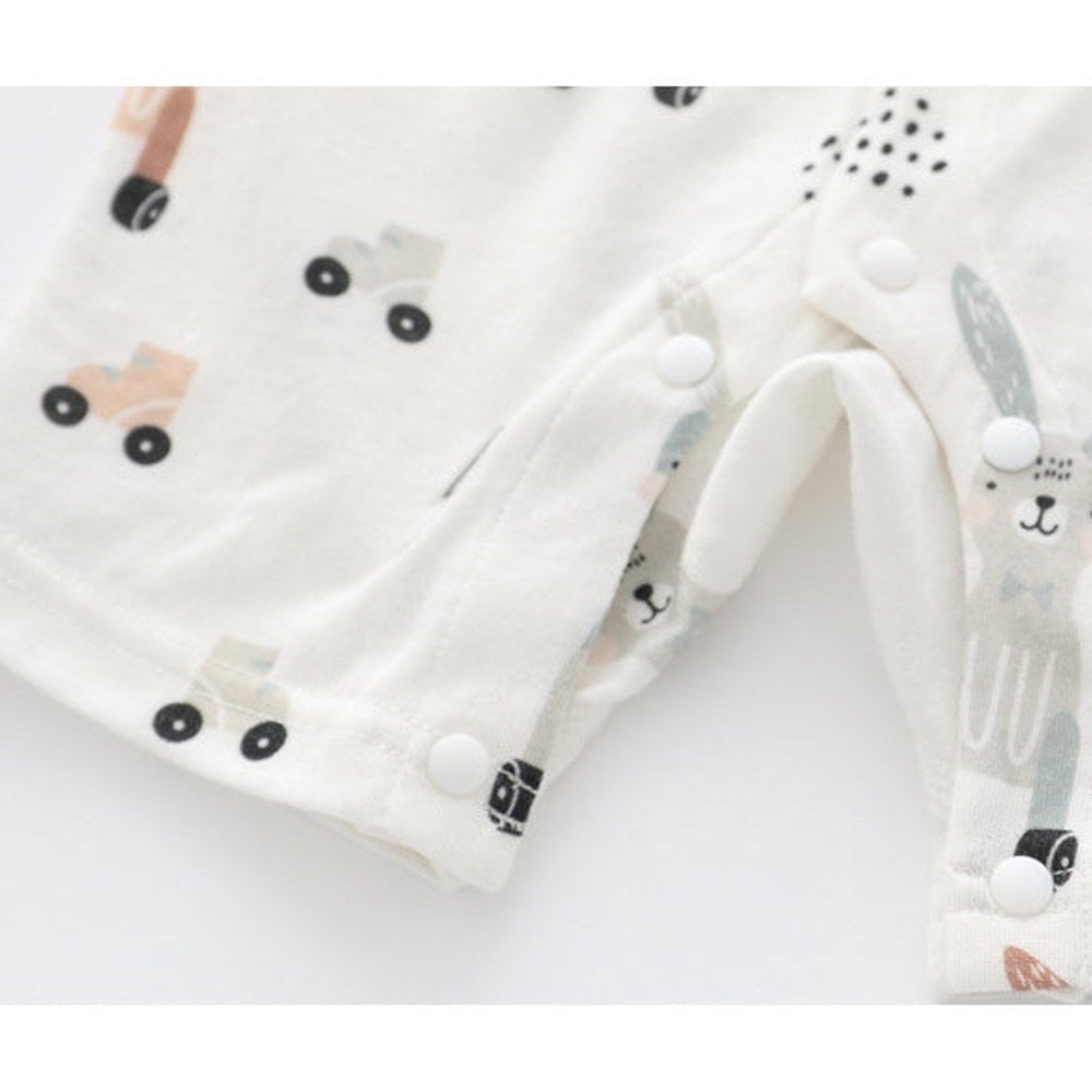 MyKids-USA® Baby 1pcs Rabbit Graphic Single Breasted Design Simply Jumpsuit Pajamas