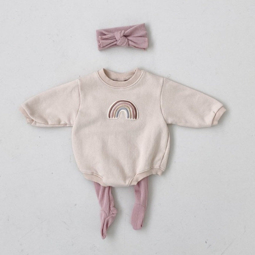 MyKids-USA® Baby Rainbow Embroidered Long Sleeve Bodysuit