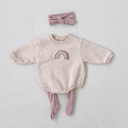 MyKids-USA® Baby Rainbow Embroidered Long Sleeve Bodysuit