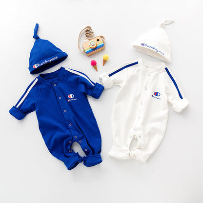MyKids-USA® Baby 1pcs Solid Color Contrast Tape Design Pure Cotton Romper Jumpsuit
