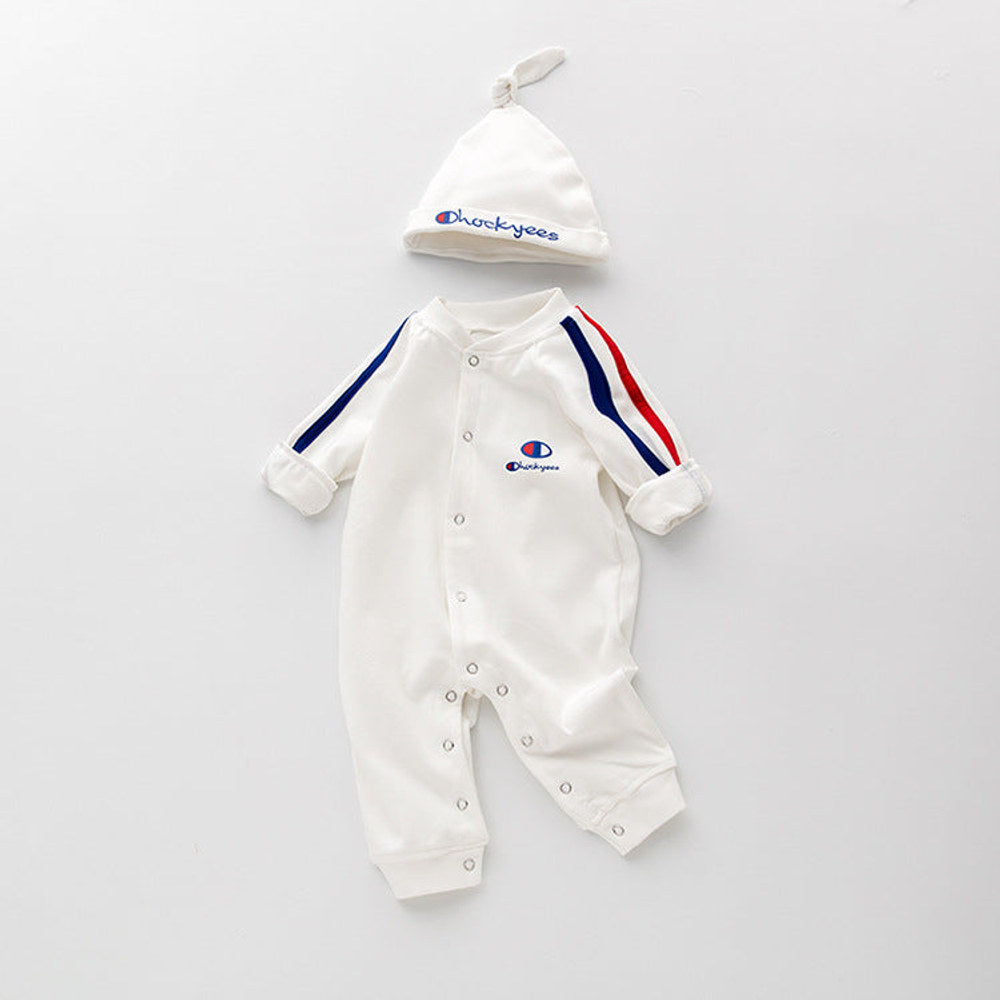 MyKids-USA® Baby 1pcs Solid Color Contrast Tape Design Pure Cotton Romper Jumpsuit