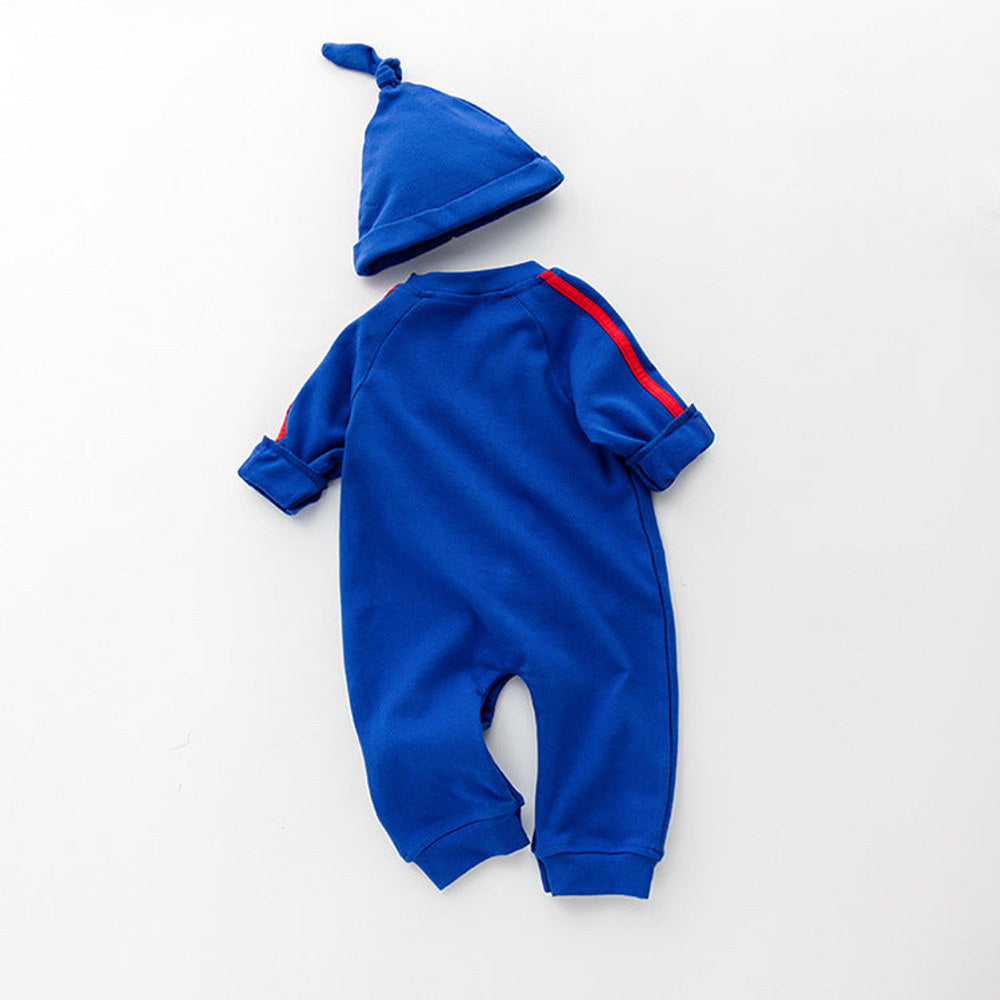 MyKids-USA® Baby 1pcs Solid Color Contrast Tape Design Pure Cotton Romper Jumpsuit