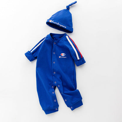 MyKids-USA® Baby 1pcs Solid Color Contrast Tape Design Pure Cotton Romper Jumpsuit