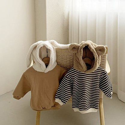 MyKids-USA® Baby 1pcs Striped Graphic Cartoon Shape Design Fleece Thermal Hoodies