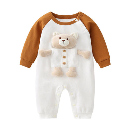 MyKids-USA® Baby 3D Cartoon Animal Patchwork Design Color Matching Long-Sleeved Rompers